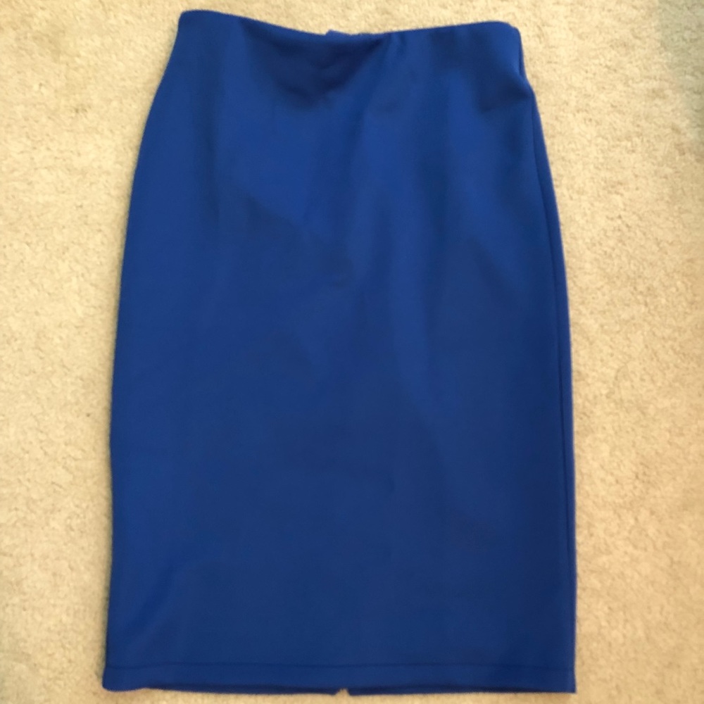 Bright blue pencil skirt